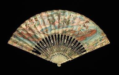 Silk Folding Fan with Ivory Mother-of-Pearl Sticks