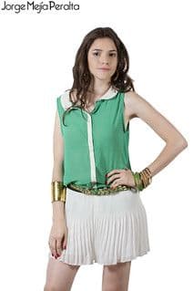 Mint Green Chiffon Accordion Pleated Mini Ensemble