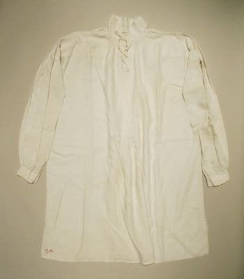 Cream Linen Cotton Smock Shirt with Standing Collar