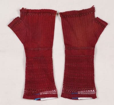 Deep Burgundy Silk Knit Fingerless Mitts
