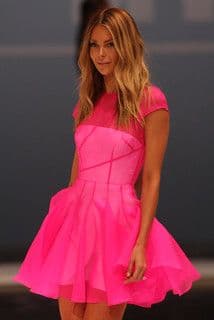 Hot Pink Polyester Fit and Flare Mini Dress