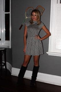 Black White Geometric Fit and Flare Mini Dress