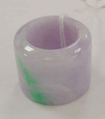 Lavender Jadeite Cylindrical Ring with Green Accents