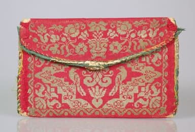 Coral Red Silk Brocade Envelope Bag