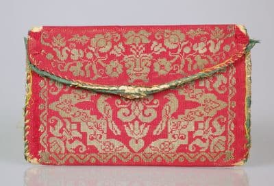 Coral Red Silk Brocade Envelope Bag