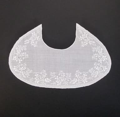 White Cotton Lace Bertha Collar with Floral Embroidery