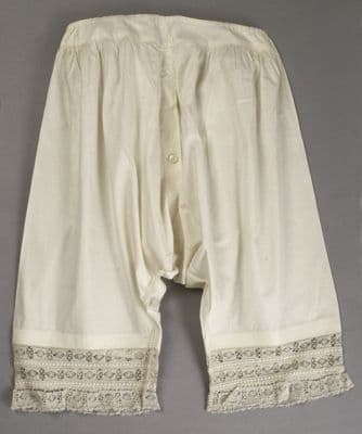 Cream Cotton Victorian Drawers with Drawstring Waist