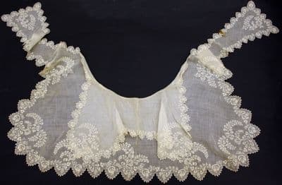 Ivory Cotton Lace Double Collar with Floral Medallions