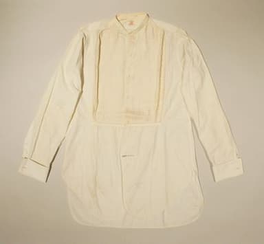 Cream Linen Silk Victorian Bib-Front Dress Shirt
