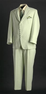 Sage Green Cotton Polyester Three-Piece Suit