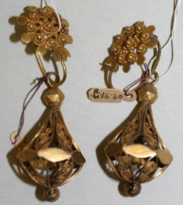 Antique Gold Filigree Drop Earrings