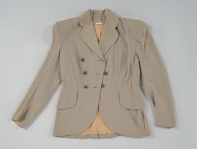 Double Breasted Taupe Wool Blend Jacket