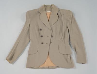 Double Breasted Taupe Wool Blend Jacket