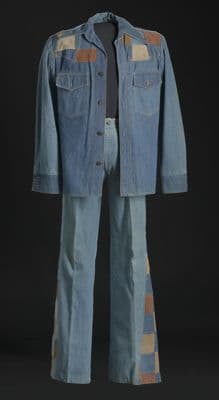 Light Blue Denim Suit with Suede Patches
