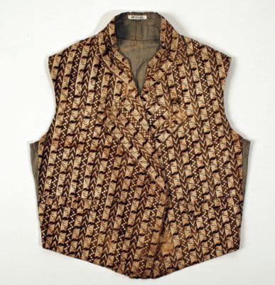 Brown Floral Printed Linen Gentleman's Waistcoat