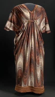 Bronze Metallic Caftan Evening Dress with Empire Waist