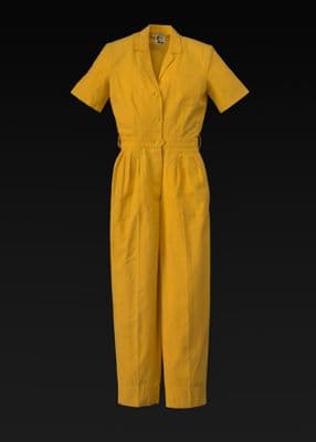 Golden Yellow Cotton Short-Sleeved Wrap Jumpsuit