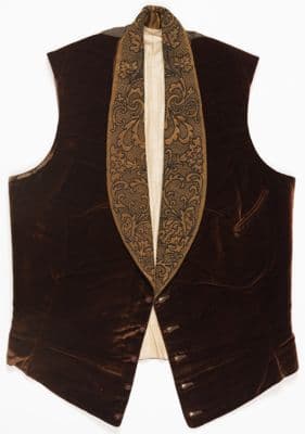 Dark Brown Silk Velvet Waistcoat with Gold Brocade