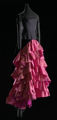 Black and Fuchsia Silk Satin Opera Dress