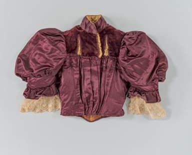 Burgundy Silk Satin Bodice with Leg-of-Mutton Sleeves