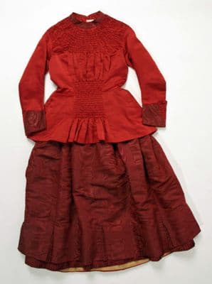 Deep Burgundy Silk Bustle Day Dress