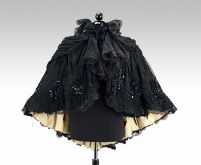 Black Silk Evening Cape with Jet Beading