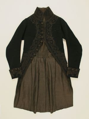 Dark Green Wool Military Tailcoat with Silk Embroidery