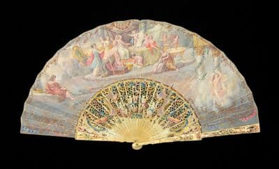 Painted Paper Fan with Ivory Sticks