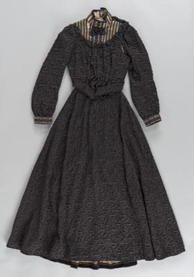 Black Textured Wool Bodice and Skirt with Lace