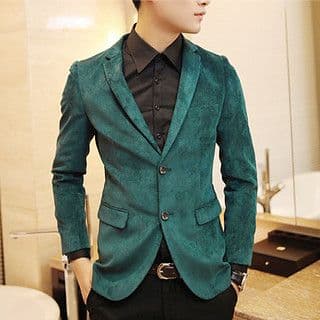 Emerald Green Wool Blend Structured Blazer