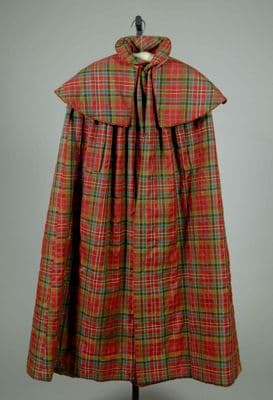 Red Green Yellow Tartan Wool Cape
