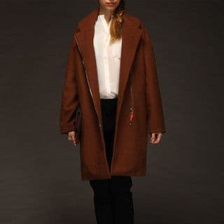 Oversized Rust Brown Wool Blanket Coat