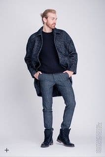 Charcoal Gray Wool Herringbone Oversized Mini Coat