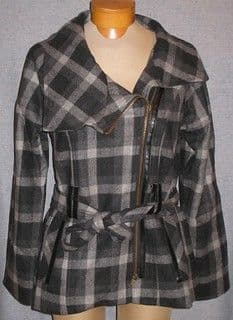 Oversized Charcoal Gray Plaid Wool Blazer