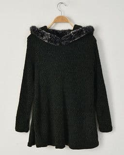 Forest Green Oversized Wool Blend Hooded Sweater