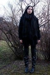 Black Cotton Blend Oversized Grunge Jacket