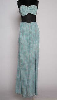 Mint Green Beaded Chiffon Floor Length Skirt