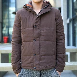 Brown Quilted Nylon Hooded Puffer Jacket