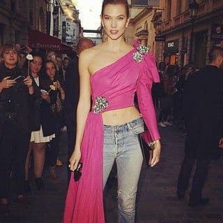 Hot Pink Silk Chiffon One-Shoulder Crop Top