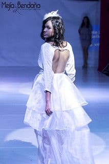 White Silk Chiffon Tiered Fit and Flare Gown