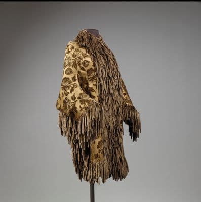 Golden Brown Silk Dolman Cape with Fringe