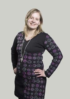 Black Ponte Knit Geometric Circle Mini Shift