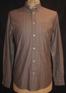Brown Cream Pinstripe Cotton Poplin Dress Shirt
