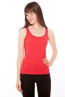 Coral Red Stretch Cotton Racerback Tank Top