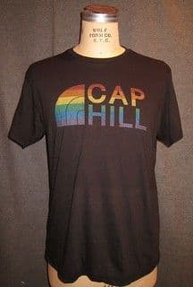 Black Cotton Graphic T-Shirt with Rainbow Letters