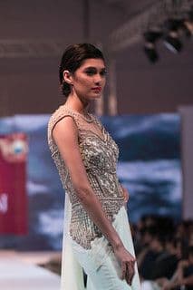 Silver Beaded Mesh Art Deco Evening Dress