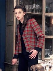 Red Black White Check Wool Blazer