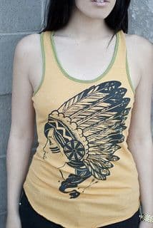 Mustard Yellow Cotton Tank with Black Graphic