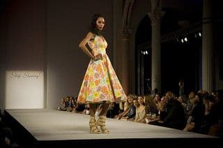 Coral Pink Floral Cotton Strapless Midi Dress