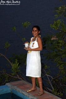 White Cotton A-Line Jumper Dress with Brown Belt